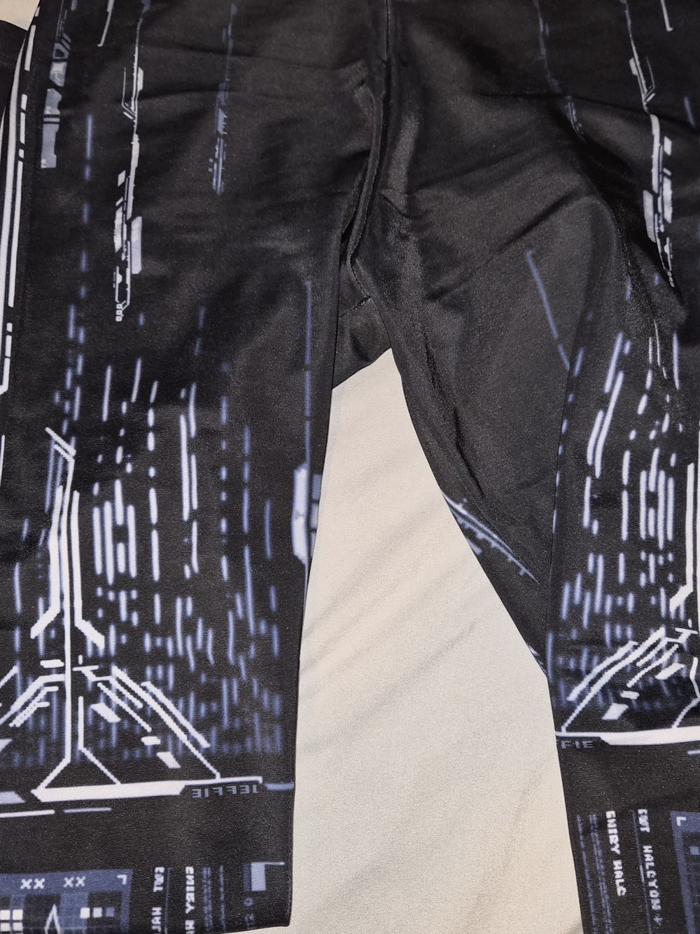 Jeffie sci-fi cyberpunk Black Blue White Leggings